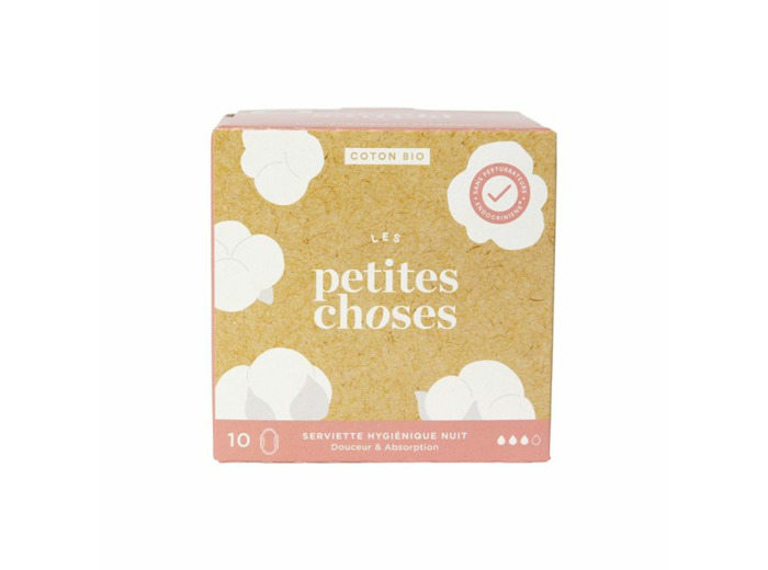 Serviettes Hygiéniques Nuit Coton Bio Boîte de 10 Les Petites Choses
