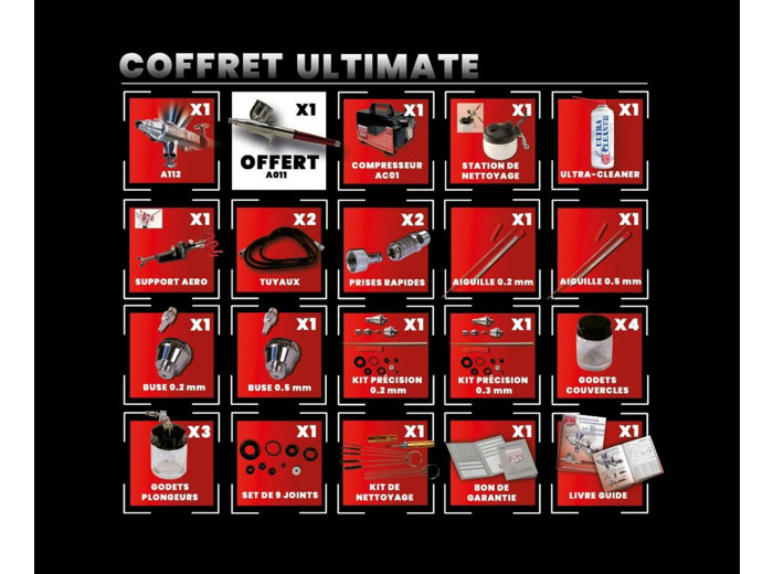 AX 20 - Coffret Ultimate Aérographes compresseur et accessoires