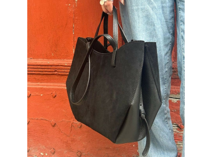 Sac shopping noir nubuck