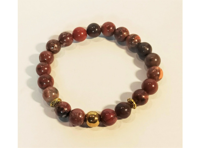 Bracelet jaspe rouge/hématite