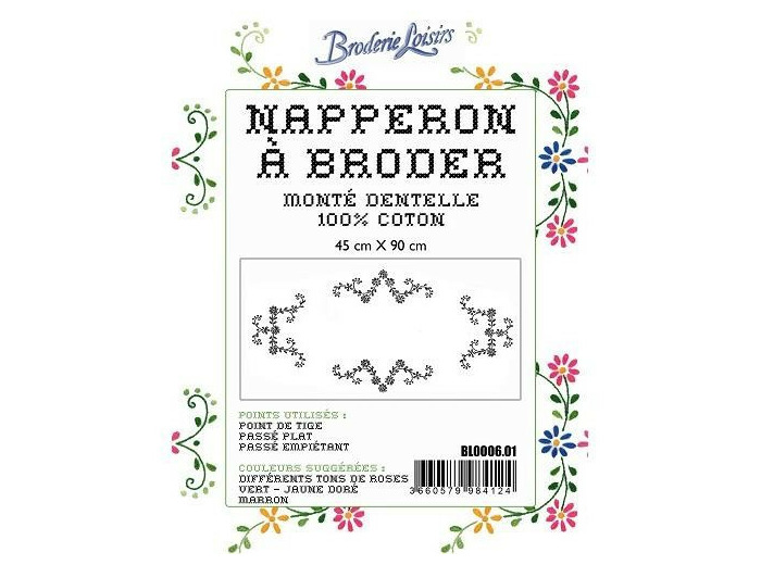 Chemin de table à broder petites fleurs 45 x 90 cm