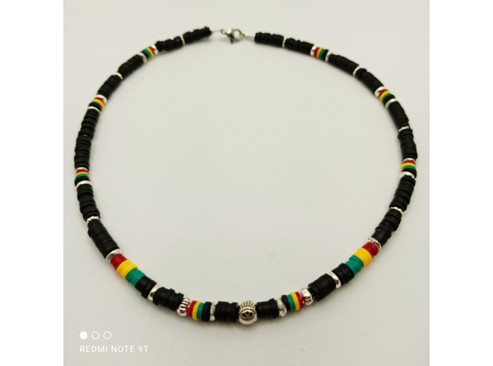 Tour de cou heishi noir/rouge/vert/jaune/argenté