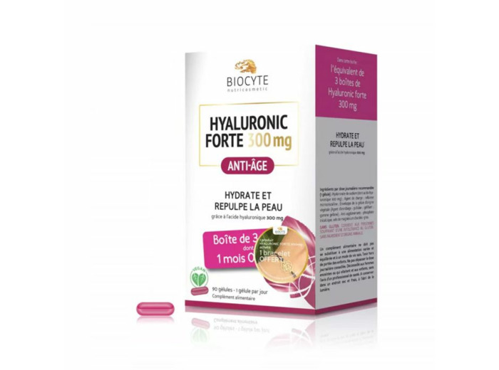 Pack Hyaluronic Forte 300mg 3x30 gélules Anti-âge Biocyte