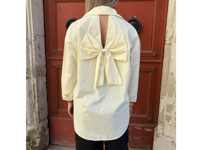 Blouse a rayures avec noeud dans le dos jaune