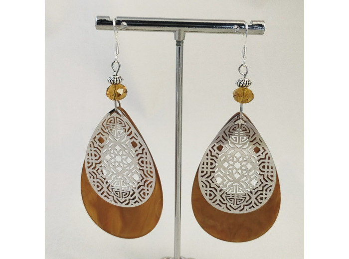 B.O. résine goutte marron/argenté