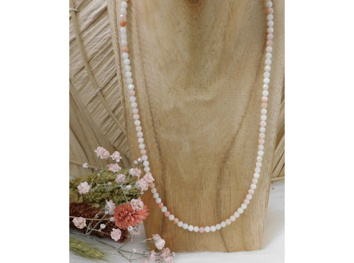 COLLIER OPALE ROSE FACETTÉE