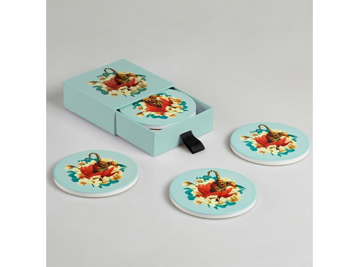 Set de 4 dessous de verre - Tiger Flowers