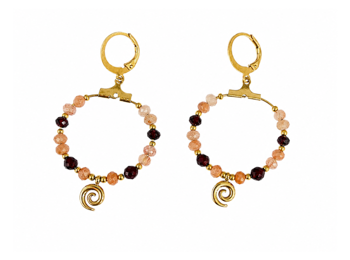 BOUCLES SOLÉRA PIERRE DE SOLEIL & GRENAT