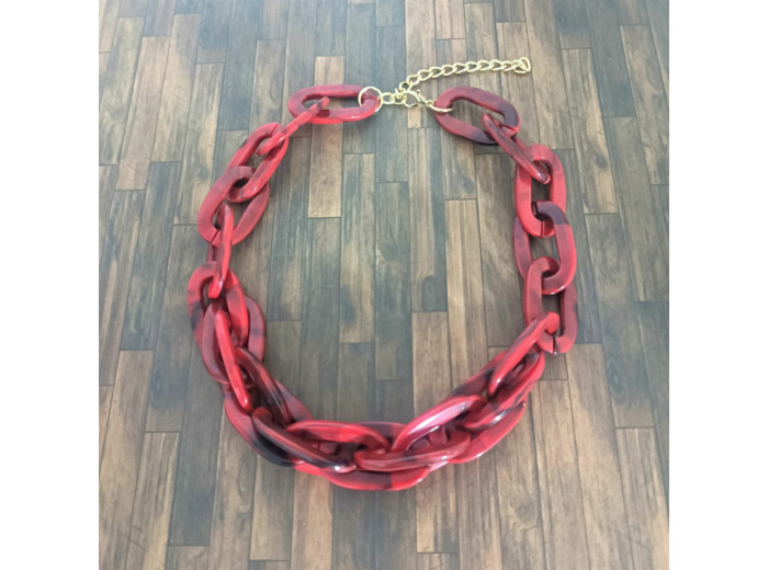 Collier gros maillons rouge