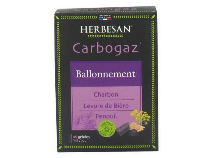 Carbogaz Ballonnement Charbon Vegetal x45 gélules Herbesan