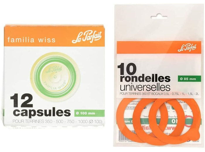 Le Parfait - Familia wiss - Boite de 12 Capsules Familia Wiss - 100mm - Vert & Sachet de 10 rondelles Super - 85mm 100mm + Sachet de 10 rondelles