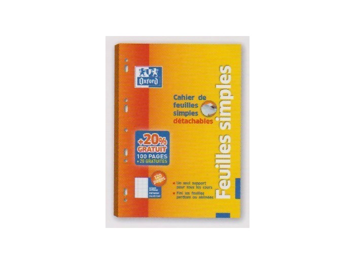 Cahier de feuillets mobiles 21x29.7 - Séyès - 100+20 - Perforés