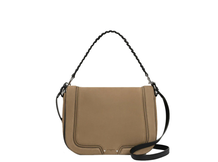 Le Tanneur Ella Grand Sac Bandoulière En Cuir Lisse Et Nubuck Ecorce