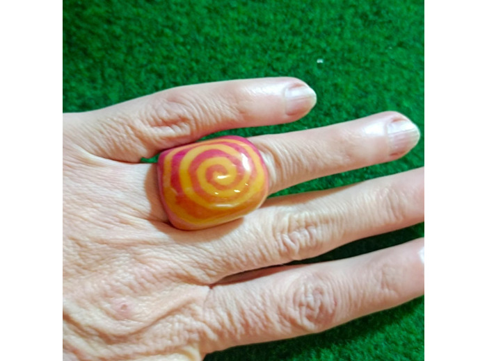 Bague rose-jaune en ivoire végétal