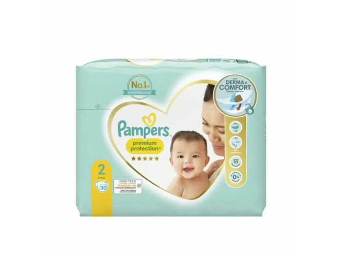 Couches Taille 2 x30 Premium 4-8kg Pampers