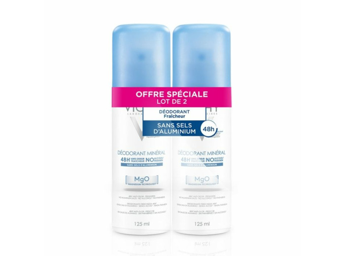 Peaux Sensibles 48h 2x125ml Déodorant Minéral Vichy