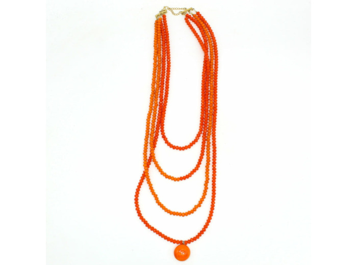 Collier Multi-rangs Papaya orange