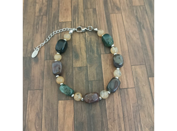 Bracelet agate Africaine et citrine argenté