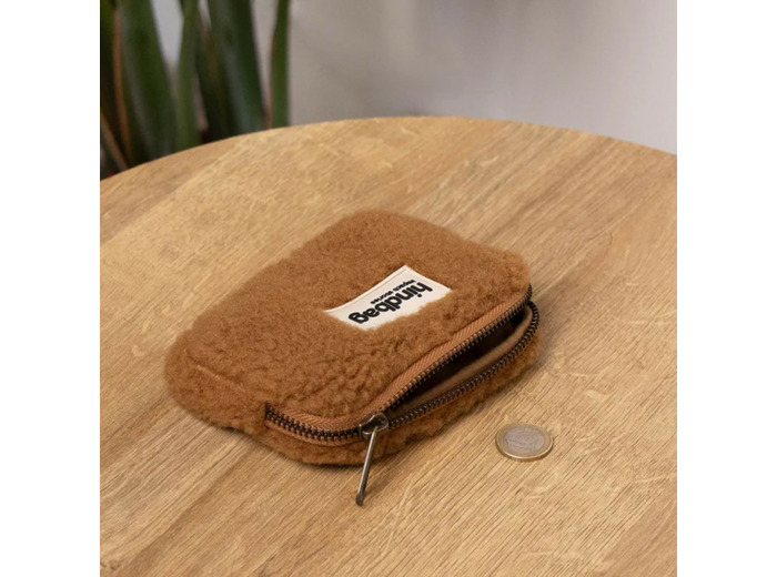 Hindbag Lili Petit Porte-Monnaie Fausse Fourrure Teddy Brun