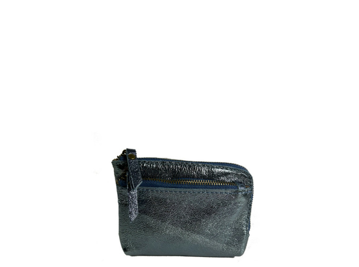 Farfouillette Petit Porte-Monnaie En Cuir Effet Froissé Brillant Jean