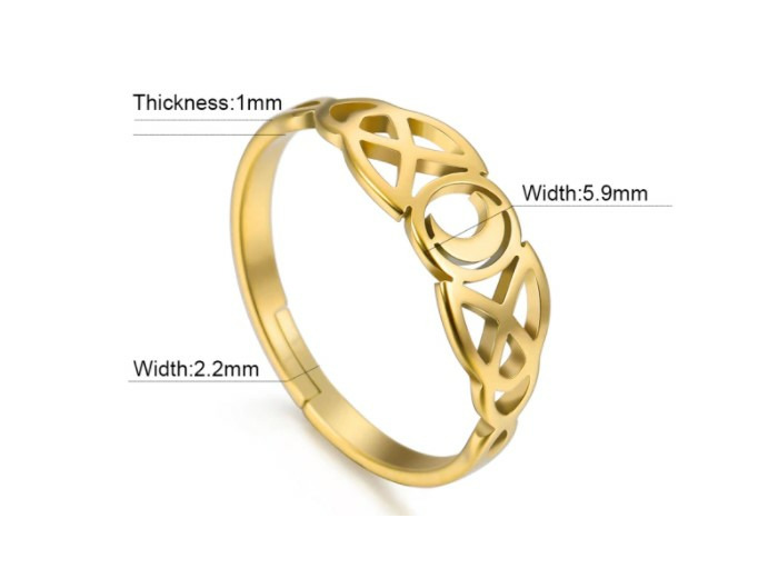 Bague dorée en forme de lune en acier inoxydable