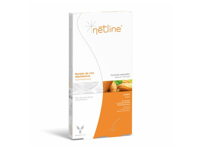 20 Bandes De Cire Depilatoire Corps + 4 Sachets D'huile D'amande Douce Netline