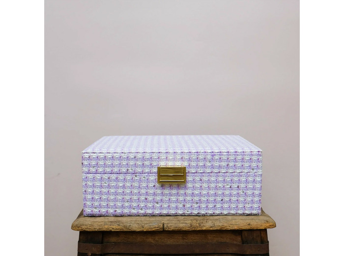 Maison Scarlett Boîte à Bijoux Denise En Pied De Poule Mauve