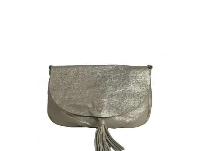 Farfouillette Sac Porté Travers A Rabat Et Pompon 3 Compartiments Doré