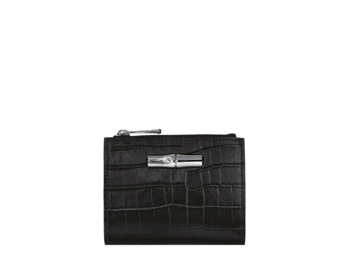 Longchamp Roseau Style Croco Portefeuille Noir