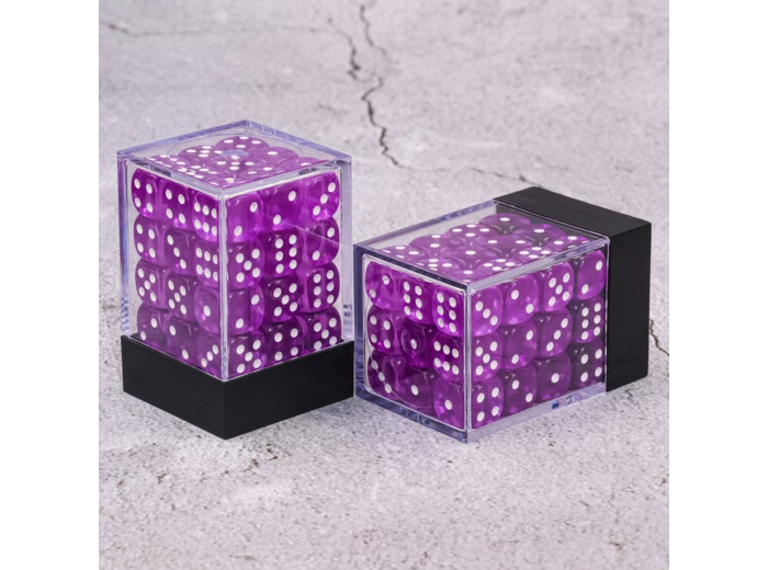 Lot de 36 dés 6 faces - Violet transparent