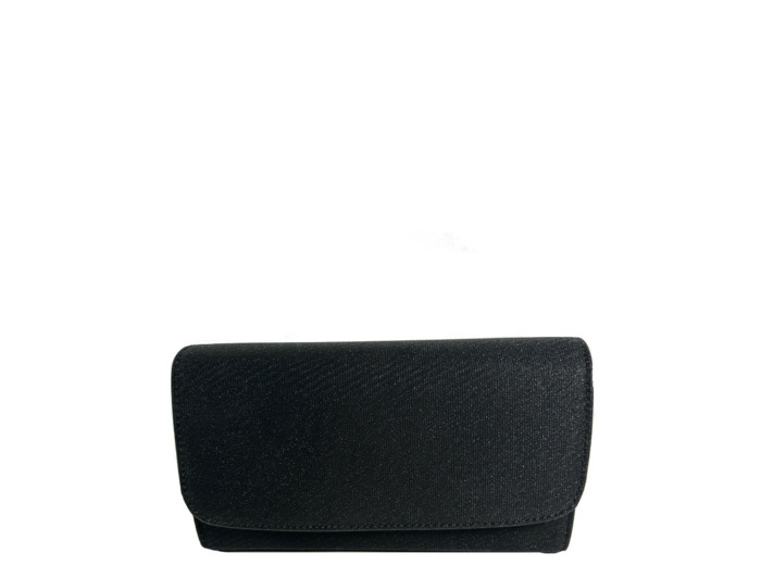 Farfouillette Pochette De Mariage A Rabat Brillante Et Rigide Noir