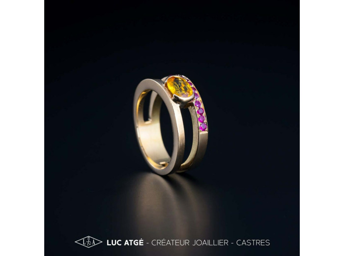 Bague saphirs multicolores