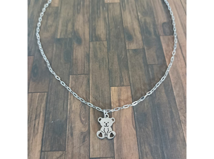 Chaîne enfant ourson en acier inoxydable