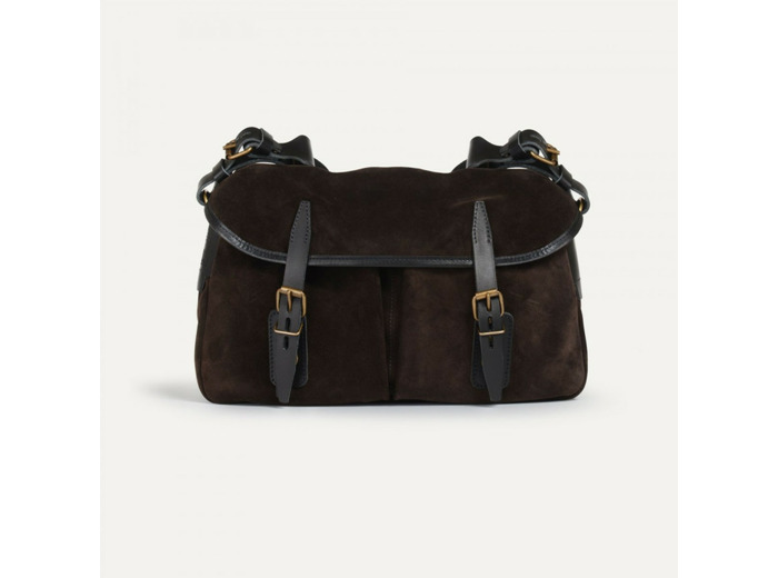 Bleu de Chauffe Sac Musette S Cuir Velours Marron Foncé