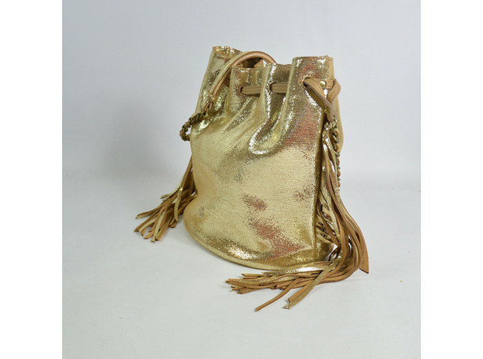 Mila Louise Milea RX Sac Seau Frangé Cuir Glitter Ambre