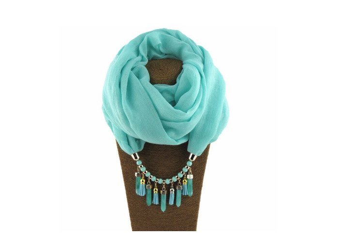 Foulard coton turquoise/doré