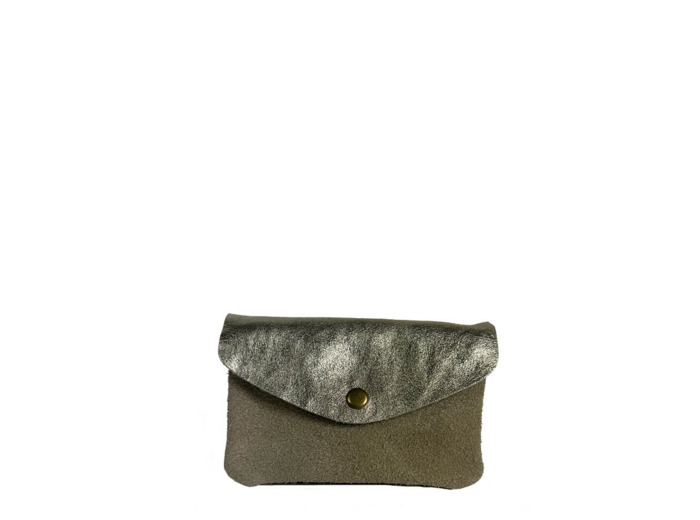 Farfouillette Grand Porte-Monnaie En Daim Naturel / Doré