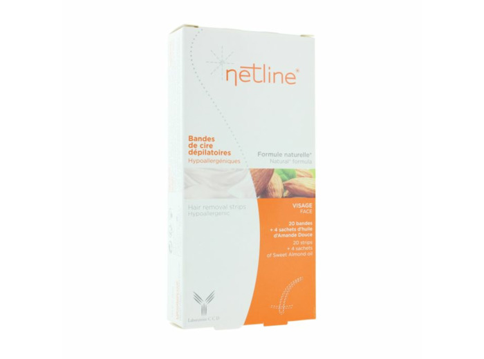 20 Bandes De Cire Depilatoire Visage + 4 Sachets D'huile D'amande Douce Netline