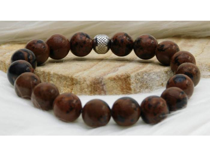 BRACELET OBSIDIENNE ACAJOU