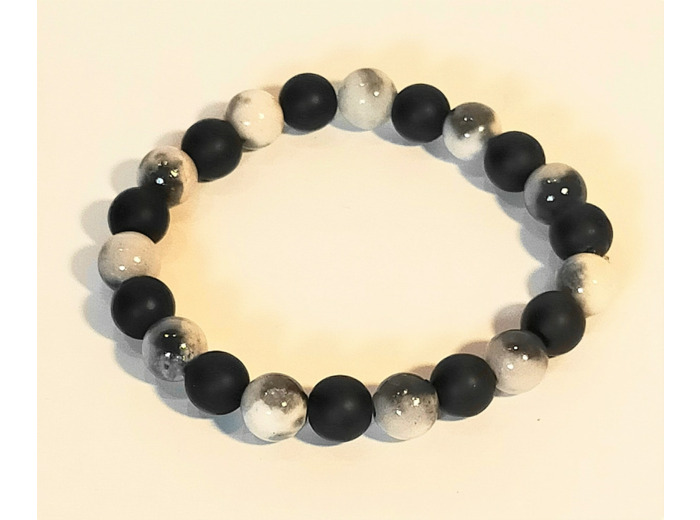 Bracelet agate noire/jade