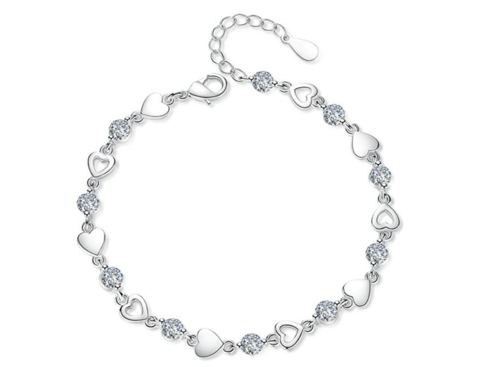 Bracelet en argent cœurs zircon 2