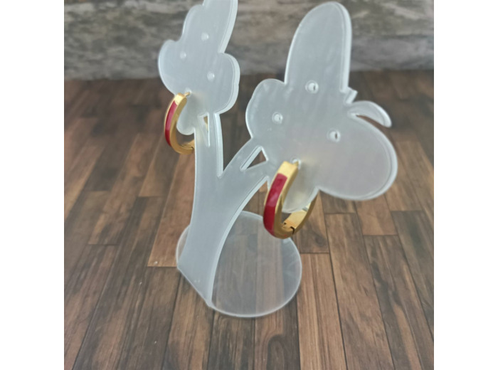 Boucles d'oreilles en acier Inox Rouge-doré ou Rose-argenté ovales