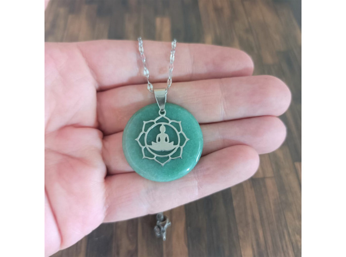 Pendentif Aventurine yoga dans fleur de lotus