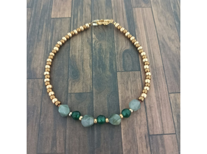 Bracelet Jade vert/doré