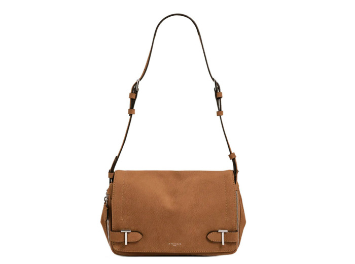 Le Tanneur Simone Petit Sac Bandoulière Cuir Nubuck Grainé Tan