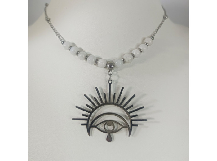 Tour de cou pierre de lune/œil/soleil