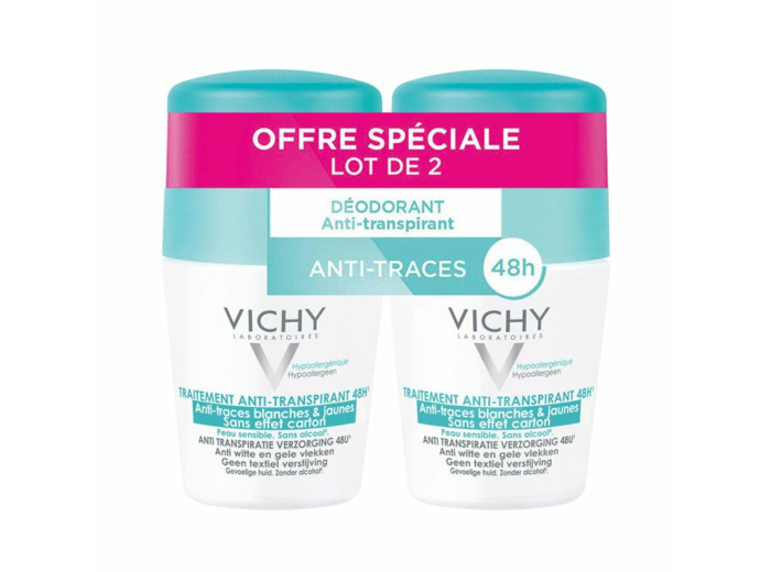 Anti-transpirant Anti-traces 2x50 ml Déodorant Roll-on Vichy