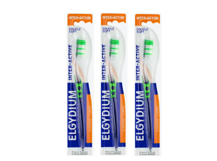 Brosse à dents Trio Medium Inter-Active Elgydium