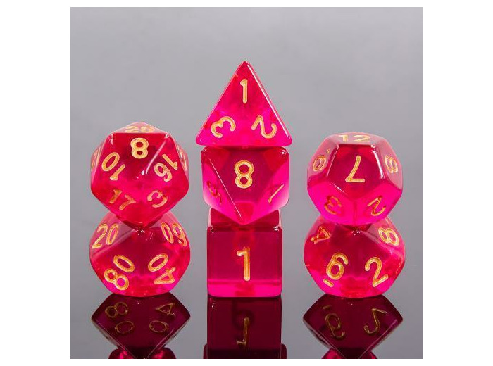 Lot de 7 dés Multiformat – 16mm - Violet Foncé Transparent