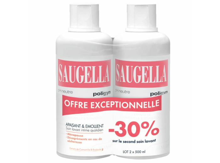 Toilette Intime Quotidienne 2x500ml Polygin Muqueuses Fragilisees Saugella